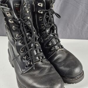 Milwaukee Freedom Flex  Mens Black Leather  Lace-up Biker Boots